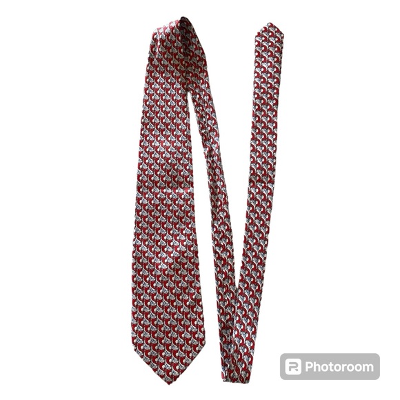Fabio Ferretti 100% silk handmade Italian tie. Golf theme red and white - Picture 2 of 6